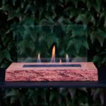 Ecological solid ash wood fireplace stained dark brown